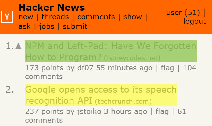 Hacker News screenshot